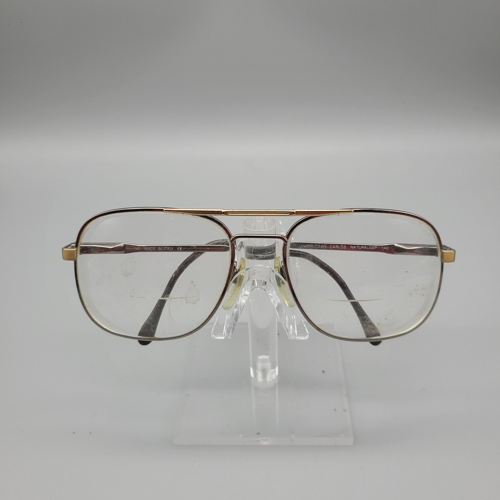 Luxottica Carlos NaturalGEP Aviator Eyeglass Frames Silver Gold Italy 58-18-140
